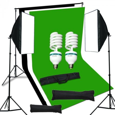 Softbox szett 2x135W, 2x2m állvánnyal, hátterekkel