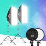   Jackal AS-48B LED softbox szett, 3200-5600K tápegységgel, NP-F akkumulátor foglalattal 2m állvánnyal 48W