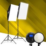   Jackal HD-48W LED softbox szett, 3200-5600K tápegységgel, NP-F akkumulátor foglalattal 2M állvánnyal