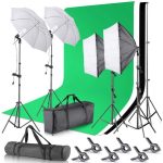   Softbox, ernyős szett 4x135W 1.8x2.8m hátterekkel, 4x2m állvánnyal